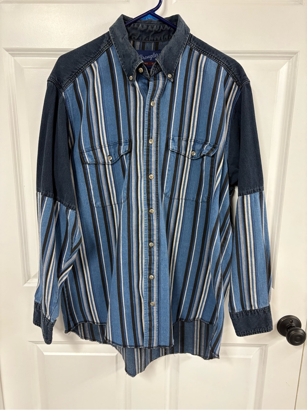 Wrangler Men's VTG Brushpopper Long Sleeve Shirt Size  Large 17-35 X-Long Tails